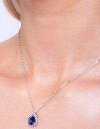 Sapphire Teardrop Earrings Necklace Set - link has visual effect only