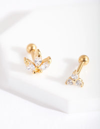 Gold Surgical Steel Diamante Cluster Barbell Pack - link has visual effect only