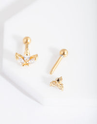 Gold Surgical Steel Diamante Cluster Barbell Pack - link has visual effect only