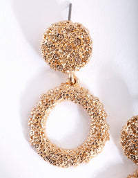 Mini Gold Textured Round Drop Earrings - link has visual effect only