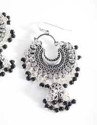Mini Antique Silver Bead Tassel Drop Earrings - link has visual effect only