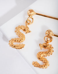 Gold Plated Sterling Silver Mini Dragon Drop Stud Earrings - link has visual effect only