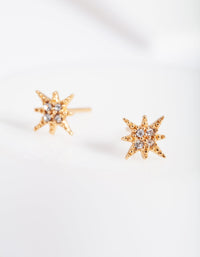 Gold Plated Sterling Silver Diamante Starburst Stud Earrings - link has visual effect only