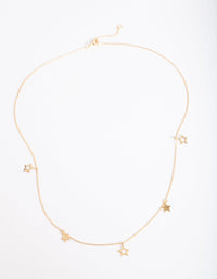 Gold Plated Sterling Silver Open & Solid Star Necklace - link has visual effect only