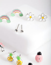 Kids Silver Fun Stud Earring 6-Pack - link has visual effect only