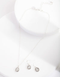 Diamond Simulant Teardrop Earrings & Necklace Set - link has visual effect only