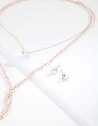 Rose Gold Cubic Zirconia Layer Jewellery Set - link has visual effect only