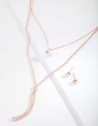 Rose Gold Cubic Zirconia Layer Jewellery Set - link has visual effect only