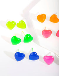 Kids Silver Rainbow Heart Stud Earring 6-Pack - link has visual effect only
