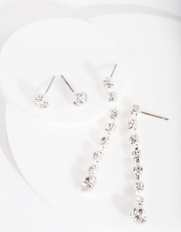 Diamante Cupchain Drop Earrings Set