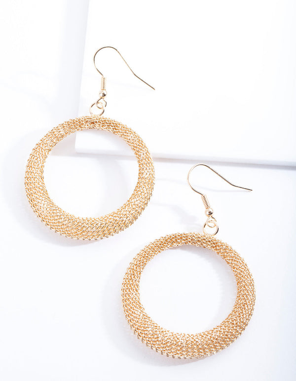 Gold Mesh Circle Earrings