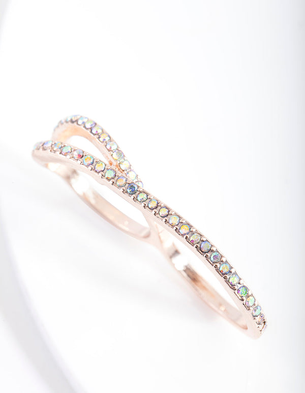Rose Gold Diamante Finger Wrap Ring Lovisa