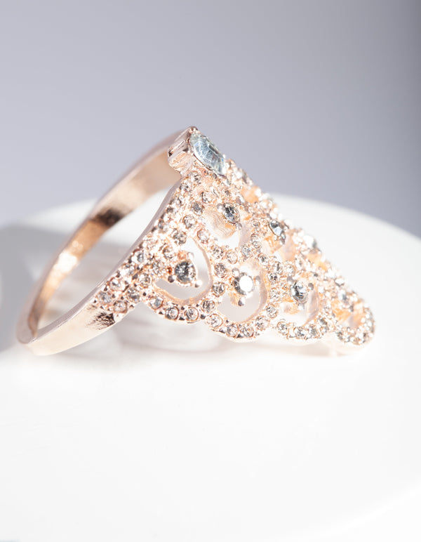 Rose Gold Diamante Chandelier Ring