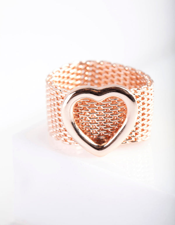 Rose Gold Thick Chain Heart Ring