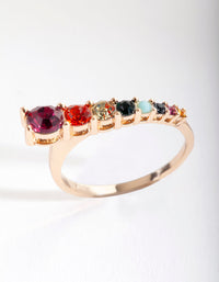 Gold Pastel Rainbow Diamante Ring - link has visual effect only