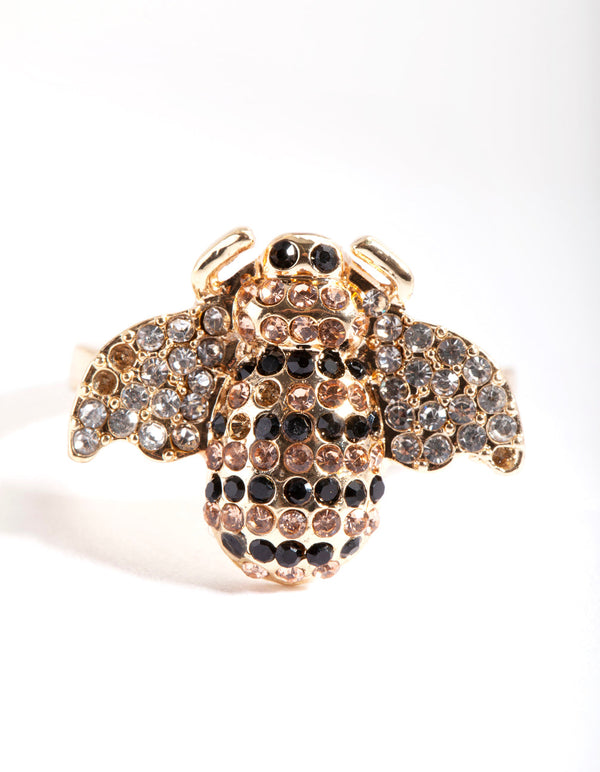 Gold Diamante Bumblebee Ring