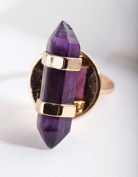 Gold Amethyst Plate Ring - link has visual effect only