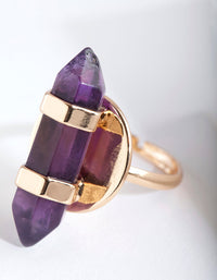 Gold Amethyst Plate Ring - link has visual effect only