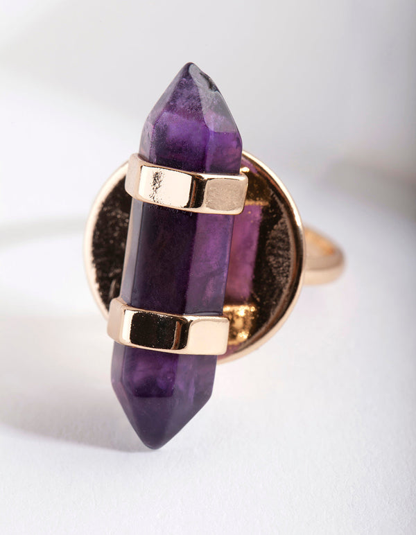 Gold Amethyst Plate Ring