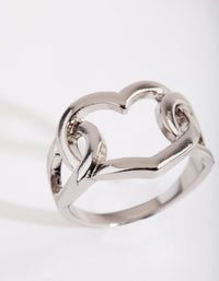 Rhodium Intertwined Heart Ring - link has visual effect only