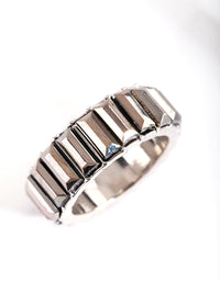 Rhodium Baguette Band Ring - link has visual effect only