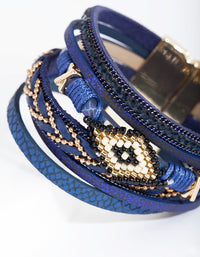 Navy Metallic Strand Cuff Bracelet - link has visual effect only