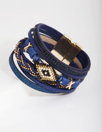 Navy Metallic Strand Cuff Bracelet - link has visual effect only