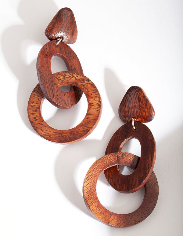 Double Wood Loop Earrings