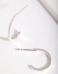 Silver Cubic Zirconia Open Hoop Earrings - link has visual effect only