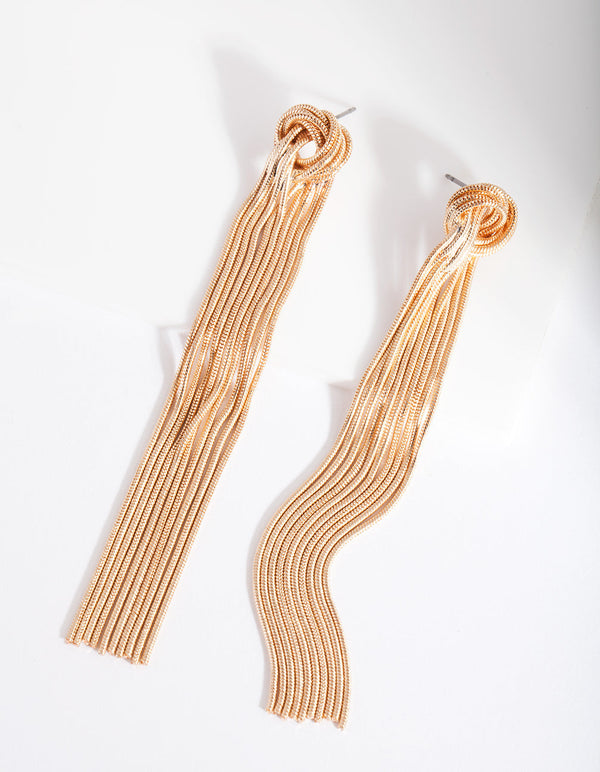 Gold Knot Snakechain Earrings