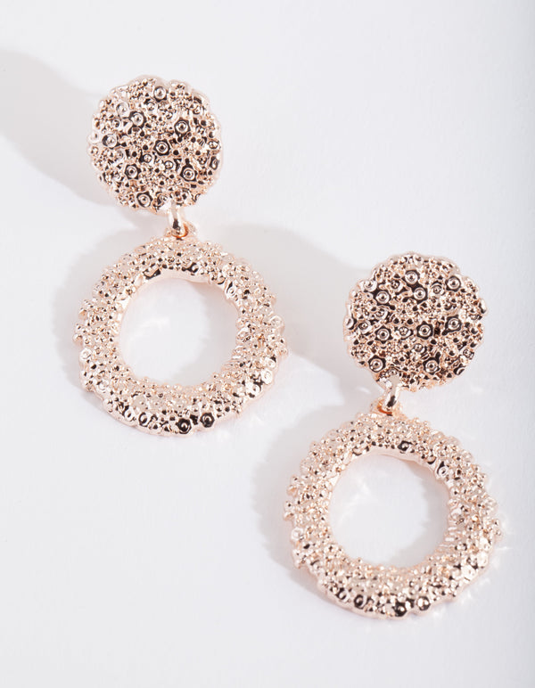 Rose Gold Mini Textured Round Earrings