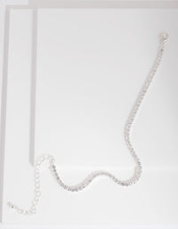 Silver Cubic Zirconia Cupchain Anklet - link has visual effect only