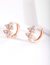 Rose Gold Double Flower Huggie Earrings - link has visual effect only