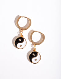 Gold Yin & Yang Huggie Earrings - link has visual effect only