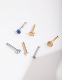 Mix Metal Sapphire Star Nose Stud 6-Pack - link has visual effect only