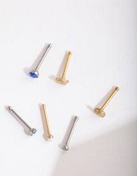 Mix Metal Sapphire Star Nose Stud 6-Pack - link has visual effect only