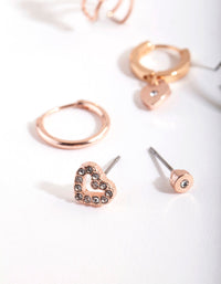 Rose Gold Heart Drop & Stud Earring Pack - link has visual effect only