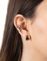 Gold Textured Ear Cuff & Earring Pack - link has visual effect only
