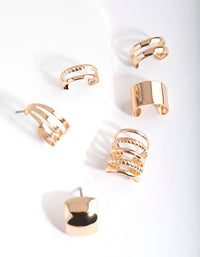 Gold Textured Ear Cuff & Earring Pack - link has visual effect only