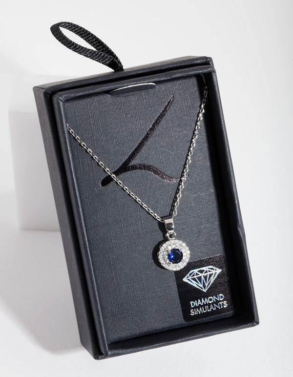Diamond Simulant Black Halo Necklace