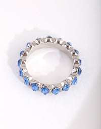 Rhodium Blue Oval Diamante Ring - link has visual effect only