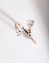 Rose Gold Open Teardrop Diamante Ring - link has visual effect only