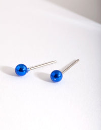 Kids Blue Metallic Stud Earrings - link has visual effect only