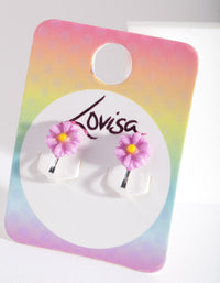 Kids Purple Daisy Clip-On Earrings - link has visual effect only