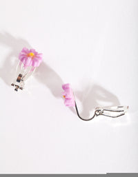 Kids Purple Daisy Clip-On Earrings - link has visual effect only