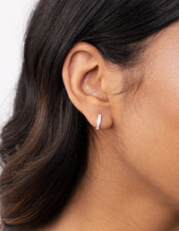 Sterling Silver Cubic Zirconia Huggie Earrings - link has visual effect only