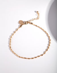 Gold Twist Chain Anklet - link has visual effect only