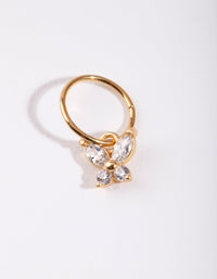 Gold Surgical Steel Cubic Zirconia Butterfly Clicker Earring - link has visual effect only