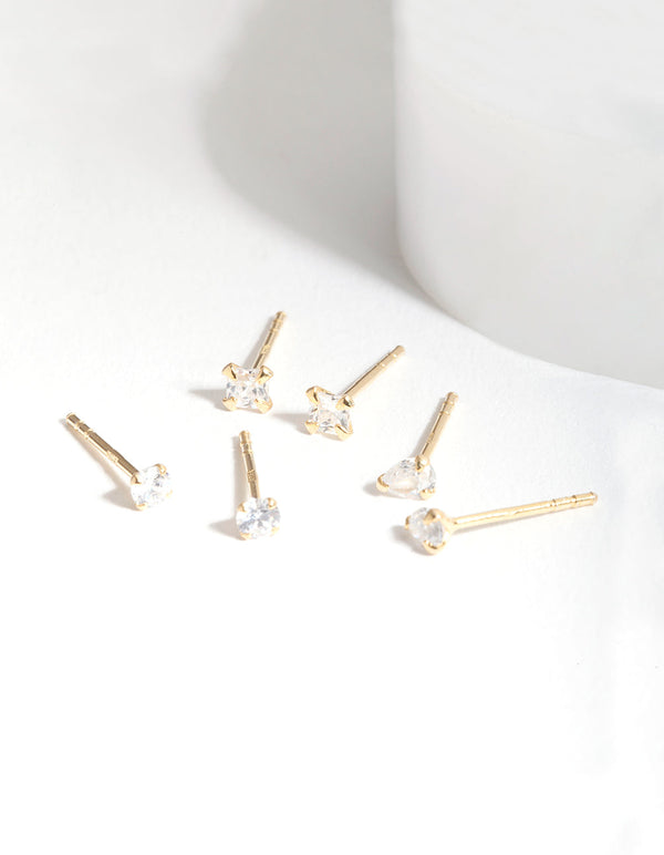 Gold Plated Sterling Silver Cubic Zirconia Mix Earring Pack
