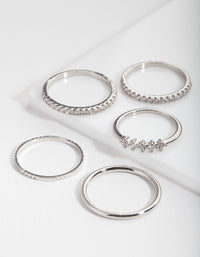 Silver Cubic Zirconia Eternity 5-Pack Rings - link has visual effect only